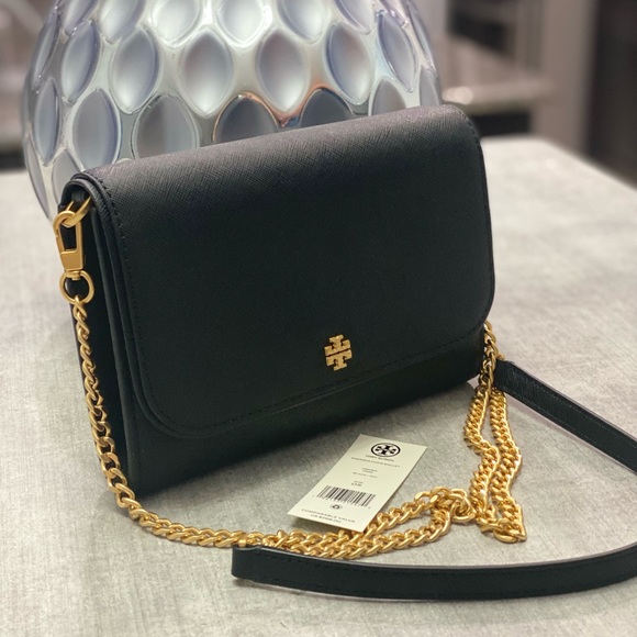 Tory Burch Emerson Chain Crossbody Wallet On Chain Black - Picture 8 of 12